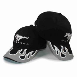 Ball Caps Flame Design Visor Brushed Cotton Twill Racing Cap Black Colour Brand Sports Baseball Cap J230608