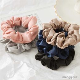 Other 1Pc Solid Colour Elastic Hair Ties For Girls Women Rope Rings silk scrunchie Ponytail Holder Pink Black Accessories R230608