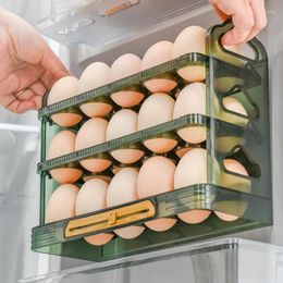 Storage Bottles Refrigerator Egg Organizer Box Tray With Lid Drawer Stackable Bins Clear Holder