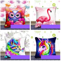 Stitch 5D DIY Full Drill Diamond Painting Pillow Case Home Decoration Gift Animal Owl Unicorn Pillow Case Drilling Pillow Cover