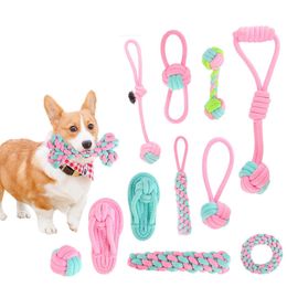 Dog Cotton Rope Toys Teeth Grinding Teeth Cleaning Colourful Dog Bite String Knot Chew Toy Durable Rope String Toy Pet Supplies