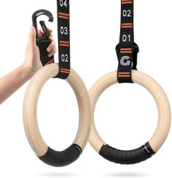 Dance Ribbon 28mm32mm Wooden Gymnastic Rings with Adjustable Number Straps Pull Up NonSlip for Crossfit training 230608