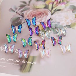 Dangle Chandelier 925 Silver Needle Crystal Earrings For Women Korean Jewellery Colourful Butterfly Earrings 2022 Trendy Z0608