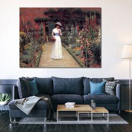 Classical Portrait Paintings by Frederic Leighton Lady in A Garden Hand Painted Canvas Art Reproduction High Quality