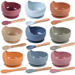 Cups Dishes Utensils 2PCSSet Silicone Baby Feeding Bowl Tableware for Kids Waterproof Suction With Spoon Children Kitchenware Stuff 230607