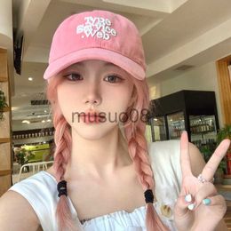 Ball Caps Korean Ins Sakura Pink Baseball Caps for Women 2023 Spring and Summer Fashion Letter Embroidery Sunshade Men's Cap Gorras J230608