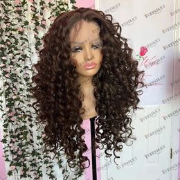 Dark Chocolate Brown Loose Deep Curly Human Hair 13x6 360 HD Lace Frontal Wigs for Black Women Natural Hairline Full Lace Wigs Remy