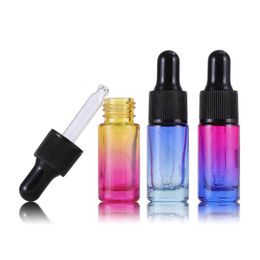 Packing Bottles 5Ml Glass Essential Oil Bottle Gradient Color Dropper Travel Portable Cosmetic Empty Bottling Drop Delivery Office S Dhg3R