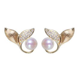 Stud S925 Pearl Earring 18K Real Gold Plated Prevent Allergy Earrings For Women Gril Gift Freshwater Natural Pearls Drop Delivery Jew Dhajh