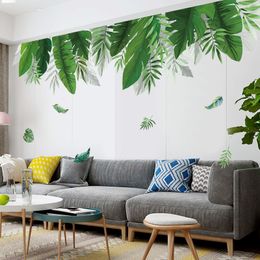 146*67cm Tropical Green Leaf Wall Stickers Living room Bedroom Sofa TV Background Room Decor Wall Decoration Sticker For Home