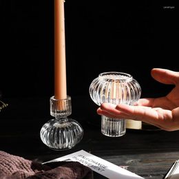 Candle Holders 2 In 1 Glass Candlestick Holder European Lantern Shaped Candles Table Stand Romantic Home Decoration