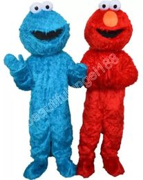 Adults Sesame Street Blue Cookie Monster Mascot Costume Cartoon Character Outfit Suit Halloween Party Outdoor Carnival Festival Fancy Dress for Men Women