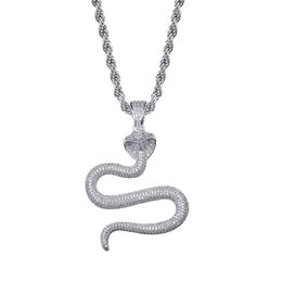 Pendant Necklaces Cool Men Hip Hop Snake Necklace Platinum Plated Fl Charm Bling White Zircon Jewellery Drop Delivery Pendants Dhtyb