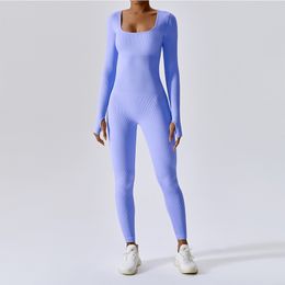 Yoga Outfit Seamless Suit Women's Bodysuit Spring Dance Fitness Clothes Gym Push Up Workout Tight Long Sleeved Athletic Wear 230607