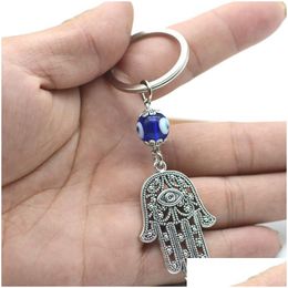 Key Rings Turkish Evil Eye Keychains Lucky Blue Charm Chain Vintage Keyring For Men Women Car Pendant Drop Delivery Jewellery Dhgarden Dhvss