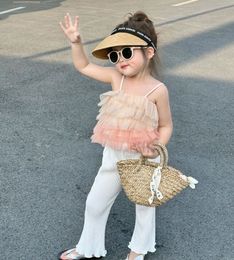Clothing Sets Retail Baby Girls Summer Korea Fashion Ruffles Blouse White Pants Princess Suits 27T 230608