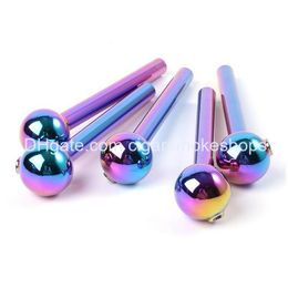 Smoking Pipes Nano Plating Pyrex Glass Oil Burner Colorf Rainbow Handpipes Mini Small Spoon Pipe 4 Inch Tobacco Accessories Dhs Drop Dhdhk