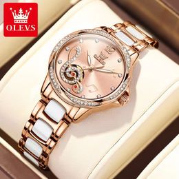 Olevs Women's Watch Fully Automatic Mechanical Diamond Accent Literal Women's Watch 35mm