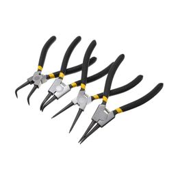 Screwdrivers 4Pcs 7'' Snap Ring Pliers Set Retaining Ring Pliers Circlip Internal External Straight Curved Combination Pliers Hand Tool