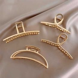 Dangle Chandelier New Women Elegant Gold Hollow Geometric Metal Hair Claw Vintage Hair Clips Headband Hairpin Hair Crab Hair Accessories Z0608