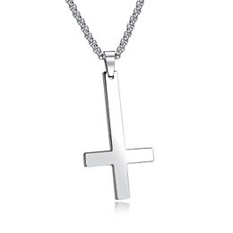 Pendant Necklaces Glossy Upside Down Cross Necklace 18K Gold Plated Stainless Steel Religious Jewellery Gold/Sier/Black Drop Delivery P Dhhrx