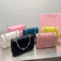 2023-designer Bags Women CrossBody Bags Classic fold chain bag Wrinkled Leather Purse High Qulity Handbag Chain Pleated Leather Small And Light Clutch