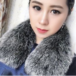 Scarves Women's Collar Real Fur Coat Shawl Neck Warmer Fluffy Scarf For Women Warm Black