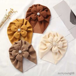 Hair Accessories Kids Hats Cute Flower Cashmere Baby Hat Turban Girl Warm Toddler Headwraps Newborn Caps R230608