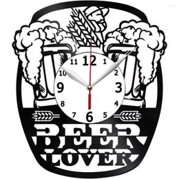 Wall Clocks Beer Lover Clock Record Art Black 12 Inch For Living Room Bedroom Creative Gift