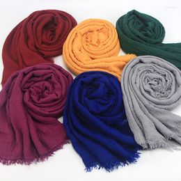 Scarves Long Scarf Wraps For Women Cotton Crinkle Hijab Shawl Muslim Blend Neck Wrap