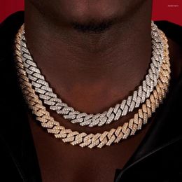 Chains Hip Hop 14MM Prong Cuban Chain Men's Necklace Iced Out Rhinestones Miami Link Bracelet Party Jewelry Fashion