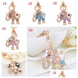 Party Favour Diamond Elephant Key Chain For Women Bag Hanging Pendant Ring Metal Zinc Alloy Car Keyring Christmas Gifts Dbc Drop Deli Dhu0I