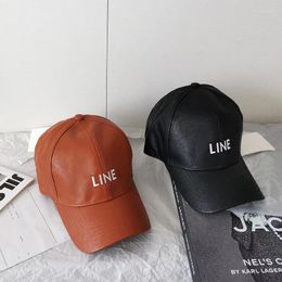 Ball Caps Leather Baseball Cap Fashion Trend Spring And Autumn Season Men Women Outdoor Leisure British Sunshade Hat Solid Color