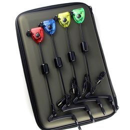 Fishing Hooks Swingers Set Bite Alarm Indicators 4pcs In Zipped Case Led Illuminated Swinger Carp Accessories A501 230608