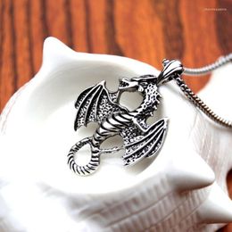 Pendant Necklaces Titanium Steel Flame Dragon Personalised Punk Necklace Retro Stainless And Fire Song