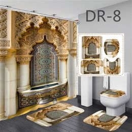 Shower Curtains Wood Grain Pattern Waterproof Bath Curtain 3D Print Door Shower Curtain Polyester Fabric Bathroom Curtains For Bathing Cover 230607