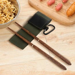 Chopsticks 1 Pair Folding Portable Ultralight Ergonomic Design With Storage Bag Camping Hiking Tableware