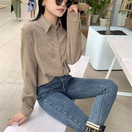 Women's Blouses 2023 Spring Women Full Sleeve Thick Warm Woollen Shirt Solid Jacket Winter Loose Tops Stylish Girl Casual Blouse Coat Outwear