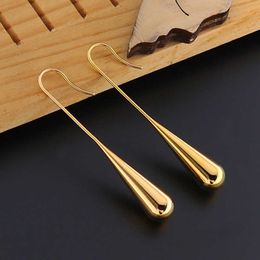 Dangle Chandelier Fashion Cold Wind Titanium Steel Drop Earrings Smooth Stainless Steel Long Ear Hook Hollow Water Drop Earrings For Women Z0608