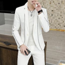 Men's Suits 2023 Men's Casual Autumn Striped Color Matching Suit Slim Fit Handsome Youth British Two Pieces