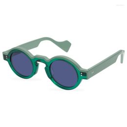 Sunglasses Japanese Handmade Retro Fashion Round Frame Plate Colour Splicing Sun Glasses For Men Women Vintage