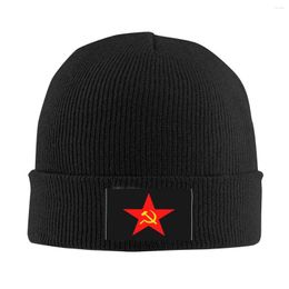 Berets Hammer Sickle Red Star Communist Skullies Beanies Cap Cool Winter Warm Knit Hat Unisex Adult USSR CCCP Communism Bonnet