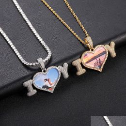 Pendant Necklaces Hip Hop Custom Bubble Letter Po Necklace Bling Gold Plated Lover Gift Drop Delivery Jewellery Pendants Dhfqu