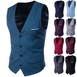 Men's Vests Vest Mens Spring And Autumn Fashion Leisure Men's Solid Colour Single Breasted Slim Business Suit