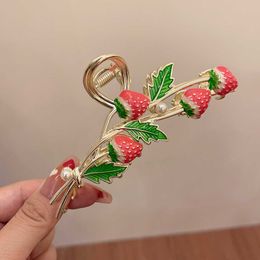 Dangle Chandelier Fashion Large Strawberry Hair Claw For Women Girls Clamps Hair Crab Metal Ponytail Hair Clip Claw Accessories Headwear Tiara Z0608