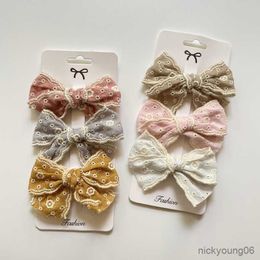 Hair Accessories Baby Clips Girls Bows Hairclip Children Embroidery Hollow Pins For Infant Hairpin Girl Princess Hairgrips R230608