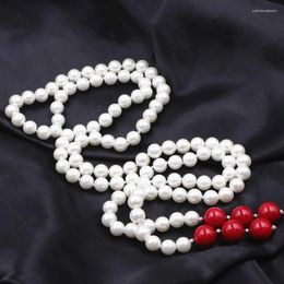 Pendant Necklaces Long Chain Simulated Pearl For Women Round Artificial Coral Necklace Glass Pearls Bride Tassel Chains 34" A740