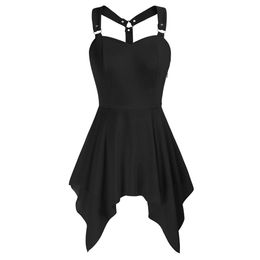 T-Shirt SD Women Renaissance Chiffon Camis Dress Backless Solid Sleeveless Sweetheart Neck Irregular Hem Dress Gothic Long Tops A30