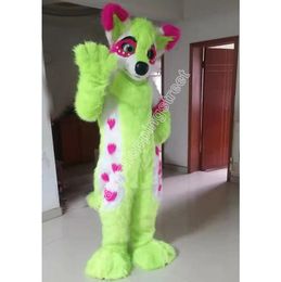 Long Fur Husky Dog Fox Mascot Costume Top quality Cartoon Character Outfits Suit Christmas Carnival Unisex Adults Carnival Birthday Party Dress