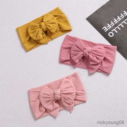 Hair Accessories Baby Girl Headband For Kids Wide Turban Double Layer Bows Newborn Cord Infant Soft Headwrap Basic Hairband New R230608